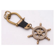 Load image into Gallery viewer, Solid Brass Ship’s Wheel Key Ring – Nautical Maritime-Inspired Keychain Gift