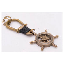 Load image into Gallery viewer, Solid Brass Ship’s Wheel Key Ring – Nautical Maritime-Inspired Keychain Gift