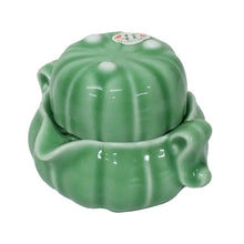 Load image into Gallery viewer, Pumpkin Tea Set for One – Nesting Green Porcelain Teapot & Cup | Surprise Flower Inside