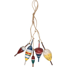Load image into Gallery viewer, Nautical Garland with 5 Colourful Fishing Cork Floats – Set of 10 – Coastal Home Décor