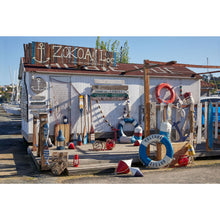 Load image into Gallery viewer, Set of 2 Decorative Ceramic Buoy Replicas – Nautical Coastal Home Decor – Green & Yellow, 22cm