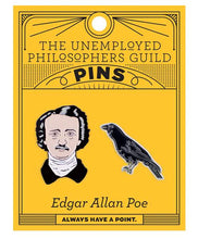 Load image into Gallery viewer, Edgar Allan Poe & The Raven Enamel Pin Set – Literary Gothic Lapel Pins