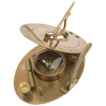 Load image into Gallery viewer, Brass Pocket Sundial and Compass – Exquisitely Crafted Gift 7.5 x 10 cm