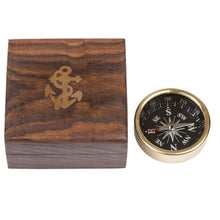 Load image into Gallery viewer, Brass Compass with Polished Presentation Wooden Box – Nautical Gift Idea
