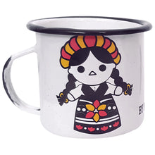 Load image into Gallery viewer, Mexican Maria Doll Enamel Mug – Imported from Mexico – 360ml