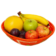 Load image into Gallery viewer, Fair Trade Raffia Fruit Basket – Orange Base 24cm Handmade Madagascar