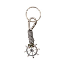 Load image into Gallery viewer, Set of 3 Nautical Rudder Key Rings – Multicolored Maritime Keychain Gift