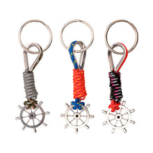 Load image into Gallery viewer, Set of 3 Nautical Rudder Key Rings – Multicolored Maritime Keychain Gift