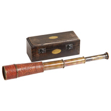 Load image into Gallery viewer, Brass Ship’s Telescope with Leather Detailing & Case – Nautical Decor Gift