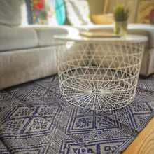 Load image into Gallery viewer, Grey & Dark Purple Indian Polycarpet – Reversible Plastic Floor Mat – 185x90cm – Indoor/Outdoor Rug