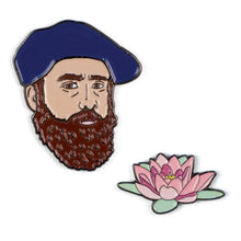 Load image into Gallery viewer, Claude Monet & Water Lilies Enamel Pin Set – Impressionist Art Lapel Pins