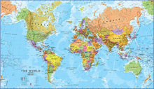 Load image into Gallery viewer, Medium World Wall Map Political Paper Single Side Lamination 84.1cm (w) x 59.4cm (h)