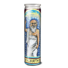 Load image into Gallery viewer, Secular Saints Socrates Devotional Candle – Patron Saint of Arguments 8.5" Glass