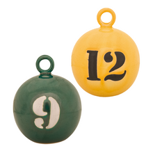 Load image into Gallery viewer, Set of 2 Decorative Ceramic Buoy Replicas – Nautical Coastal Home Decor – Green & Yellow, 22cm