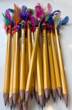 Load image into Gallery viewer, Box of 48 Mayan Crown Feather Pencils – Handmade Colourful Guatemalan Gifts