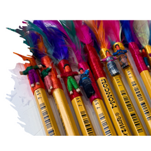 Load image into Gallery viewer, Box of 48 Mayan Crown Feather Pencils – Handmade Colourful Guatemalan Gifts