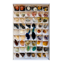 Load image into Gallery viewer, 54-Piece Rough Mineral and Crystal Collection Box – Gemstone Specimens in Labeled Boxes