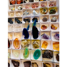 Load image into Gallery viewer, 54-Piece Rough Mineral and Crystal Collection Box – Gemstone Specimens in Labeled Boxes