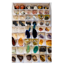 Load image into Gallery viewer, 54-Piece Rough Mineral and Crystal Collection Box – Gemstone Specimens in Labeled Boxes