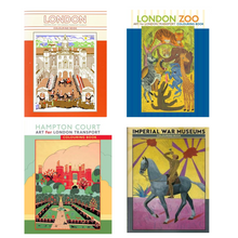 Load image into Gallery viewer, Set of 4 London Transport Museum Colouring Books – Softcover Art Posters to Colour & Display – UK Landmarks