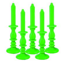 Load image into Gallery viewer, Set of 5 Green 2-in-1 Candlestick Candles – Built-In Wax Holder 25 cm