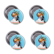 Load image into Gallery viewer, Mahatma Gandhi Pin Badge Set of 4 – Hidden Object Design – 56mm Glossy