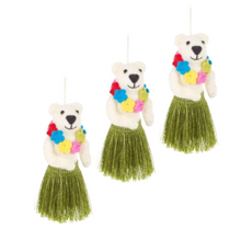 Load image into Gallery viewer, Set of 3 Polar Hula Bears – Fair Trade Felt Christmas Ornaments