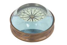 Load image into Gallery viewer, Brass Compass with Magnifying Glass – 7.5cm Paperweight Compass
