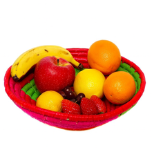 Load image into Gallery viewer, Fair Trade Raffia Fruit Basket – Red Base 24cm Handmade Madagascar