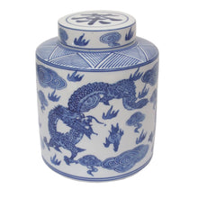 Load image into Gallery viewer, Porcelain Dragon Tea Caddy – Blue & White Storage Jar | 2.9L with Airtight Seal