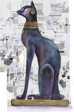 Load image into Gallery viewer, Egyptian Bastet Goddess Art Print – A4 Poster with Mount
