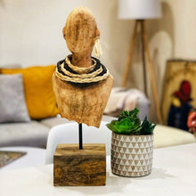 Load image into Gallery viewer, African Bust Handmade Wooden Sculpture – 46cm Mango Wood Ethnic Art