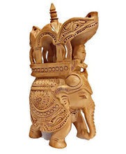 Load image into Gallery viewer, Hand-Carved Wooden Elephant – 14cm Ambabari Design