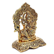 Load image into Gallery viewer, Golden Lord Ganesha Metal Ornament – 13cm Hindu Home Decor