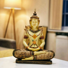Load image into Gallery viewer, Gold Tone Meditation Buddha Statue 33cm – Resin Home Décor Ornament