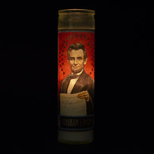 Load image into Gallery viewer, Lincoln Secular Saint Candle – The Unemployed Philosophers Guild Glass Votive