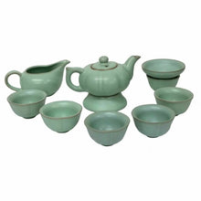 Load image into Gallery viewer, Green Pumpkin Porcelain Tea Set for 6 – Ru-Ware Style Gift Box