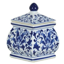 Load image into Gallery viewer, Leafy Blue & White Porcelain Pot – Chinese Giftware with Pagoda Lid