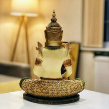 Load image into Gallery viewer, Gold Tone Meditation Buddha Statue 33cm – Resin Home Décor Ornament