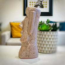 Load image into Gallery viewer, Pink-Silver Moai Head Statue – Easter Island Inspired Home Décor 24cm