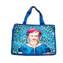 Load image into Gallery viewer, Frida Kahlo Leopard Print Grocery Bag by Wajiro Dream – Handmade Tote