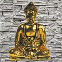 Load image into Gallery viewer, Gold Buddha Ornament 17cm Stone Cast Meditation Pose – Fair Trade Handmade