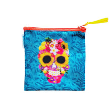 Load image into Gallery viewer, Mexican Skull with Flowers Coin Purse – Handmade by Wajiro Dream