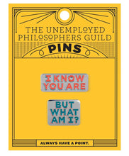 Load image into Gallery viewer, “I Know You Are But What Am I” Enamel Pin Set – Cheeky Pop Culture Lapel Pins