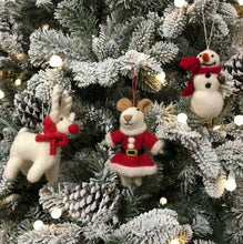 Load image into Gallery viewer, 3 Mrs Santa Paws Novelty Hanging Decorations - Fair Trade and Eco Friendly
