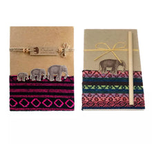 Load image into Gallery viewer, Set of 2 Fair Trade Elephant Notebooks – Recycled Textile Covers with Pencil – Handmade in Thailand – Ethical Gift