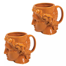Load image into Gallery viewer, Set of 2 Apollo Terracotta Ceramic Mugs – Greco-Roman God Head Cups – 11.8cm