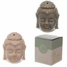 Load image into Gallery viewer, Set of 2 Buddha Head Ceramic Oil Burners – Crackle Glaze – Thai Style – 12.5cm – Zen Decor