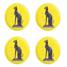 Load image into Gallery viewer, Set of 4 Bastet Egyptian Goddess Fridge Magnets – Round Art Print