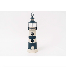 Load image into Gallery viewer, Set of 2 Lighthouse Tealight Holders – Nautical Metal Candle Lanterns